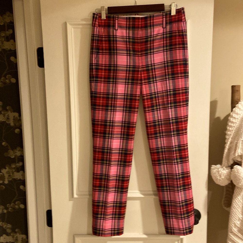 JCrew pink plaid Cameron pants.